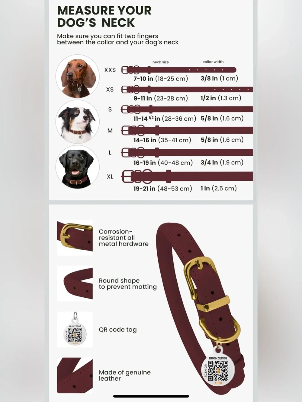 XS Rolled Leather Dog Collar